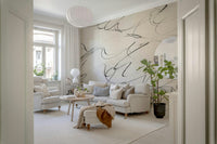 A beautiful modern art wall mural of delicate lines.