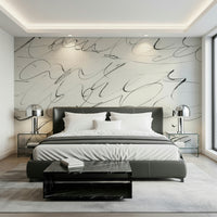 A calming abstract design wallpaper mural that defines a space.