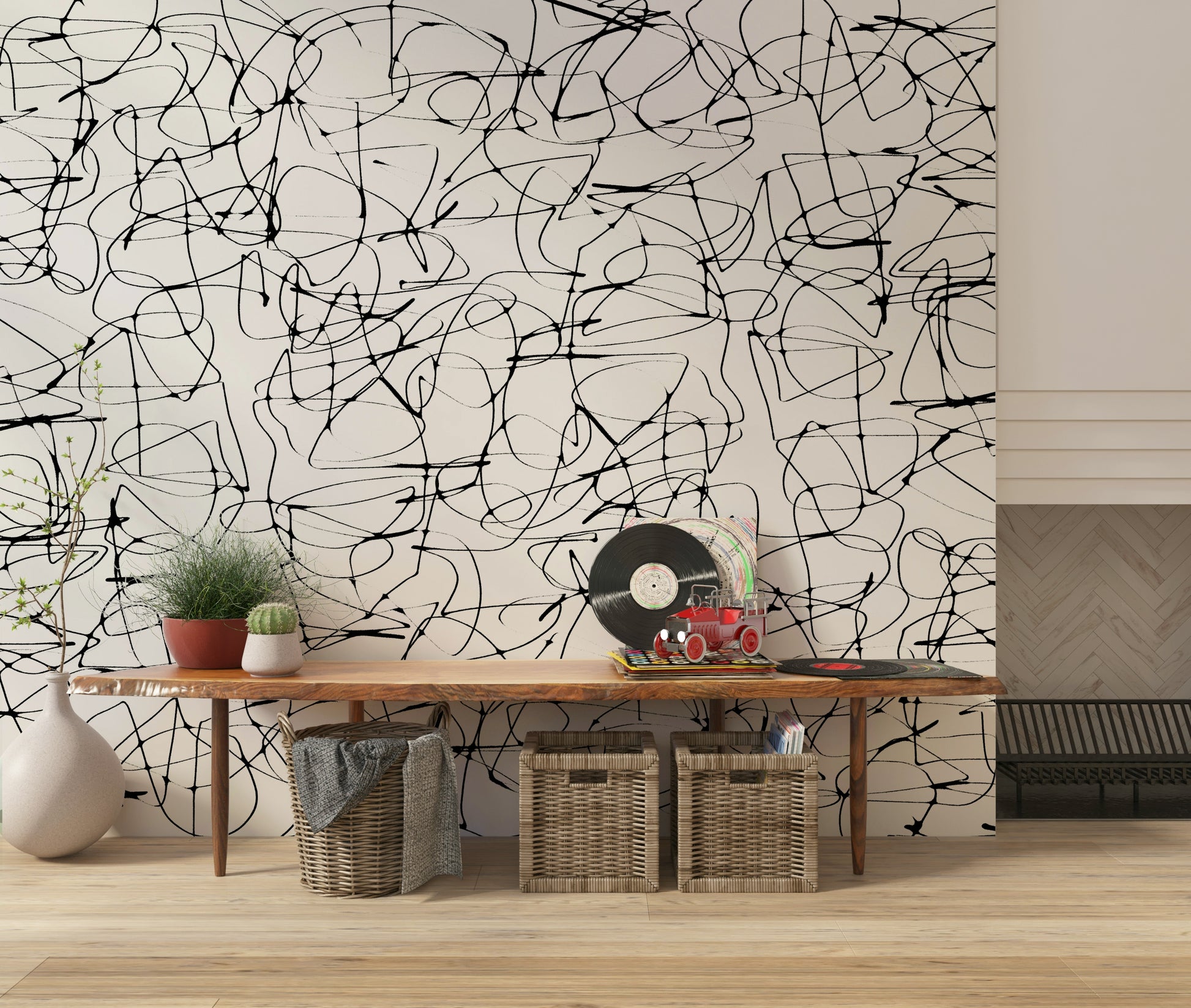 A serene fluid pattern wall mural for artistic decor.