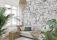 A calming abstract design wallpaper mural that defines a space.