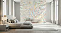 An artistic minimalist form mural for home decor.