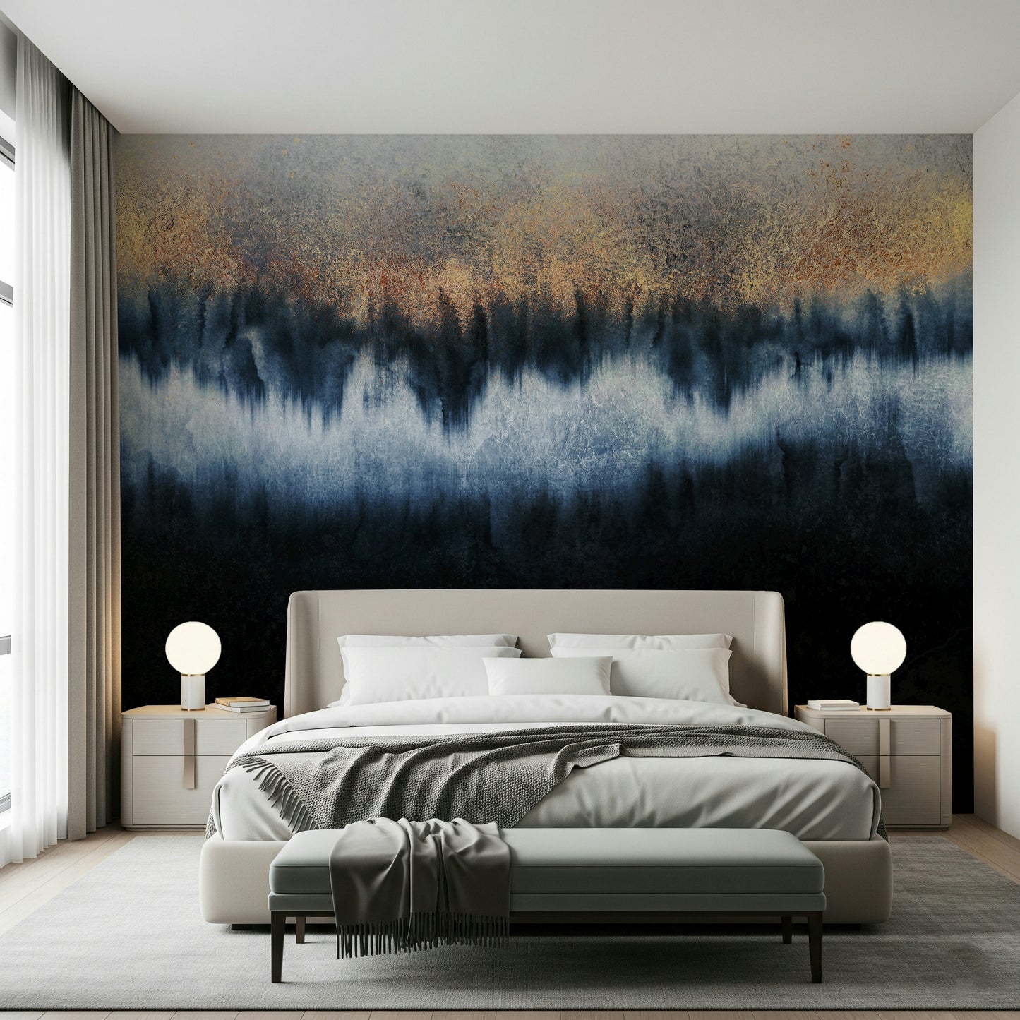 A contemplative gentle design wallpaper mural for a feature wall.