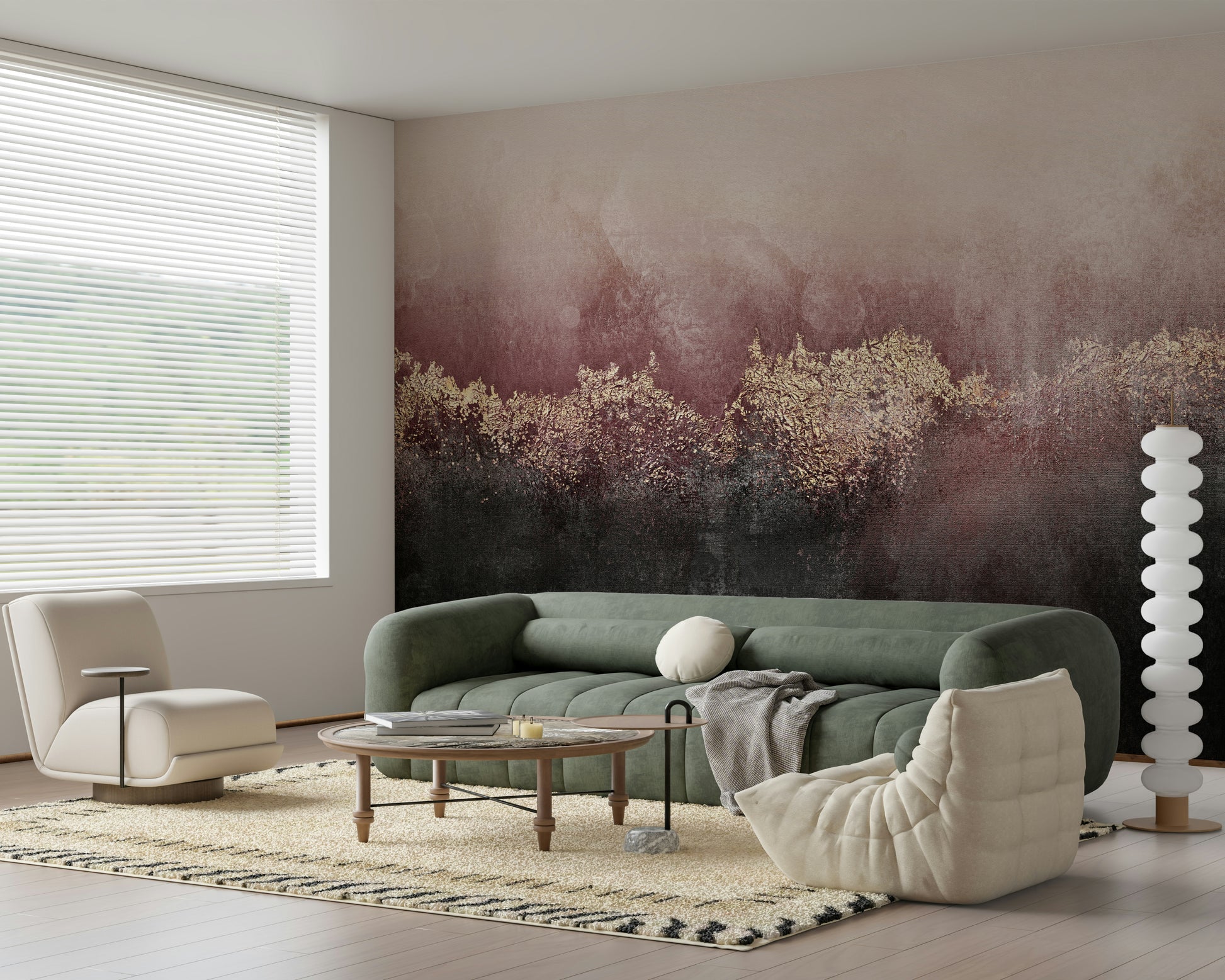A classic soft floral wallpaper for walls.