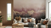 A peaceful flower design mural on decorative wallpaper.