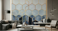 A graceful subtle hexagon wall mural in rich, lavish tones.