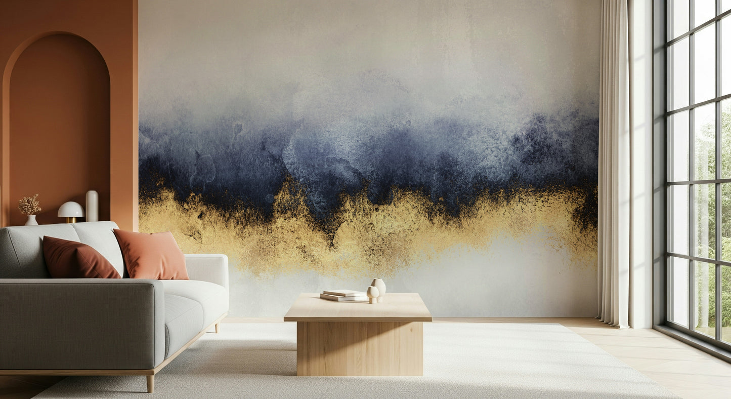 An artistic minimalist form mural for home decor.