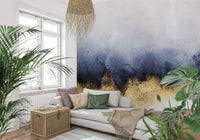 A serene flowing design wall mural with gilded accents.