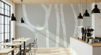 A contemplative gentle line wallpaper mural for a feature wall.
