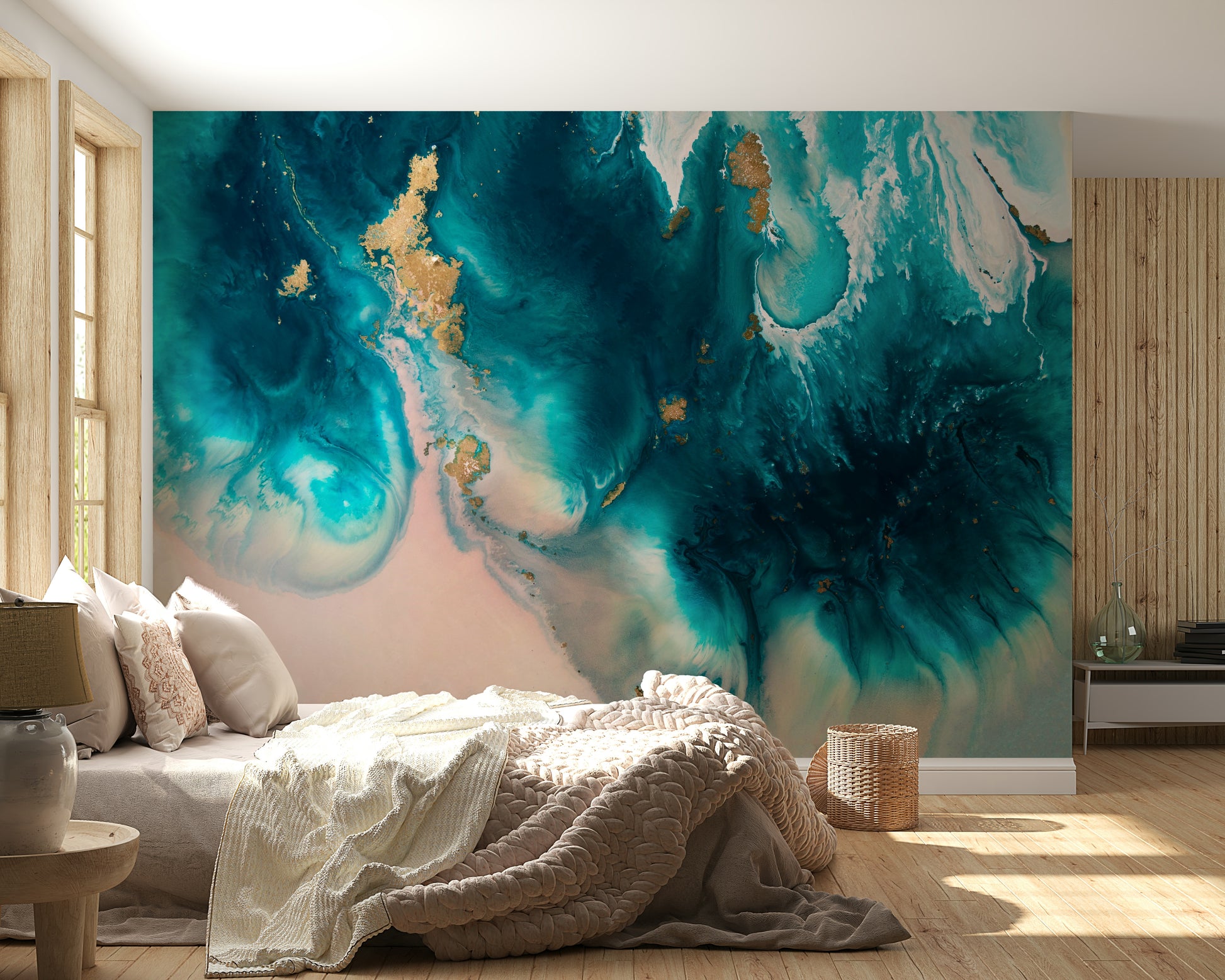 A graceful subtle pattern wall mural in rich, lavish tones.