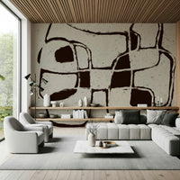 An artistic soft focus mural on minimalist wallpaper.