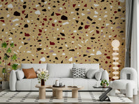 A contemplative speckled texture wallpaper mural for a feature wall.