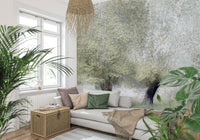 A graceful subtle pattern wall mural in cool, natural tones.