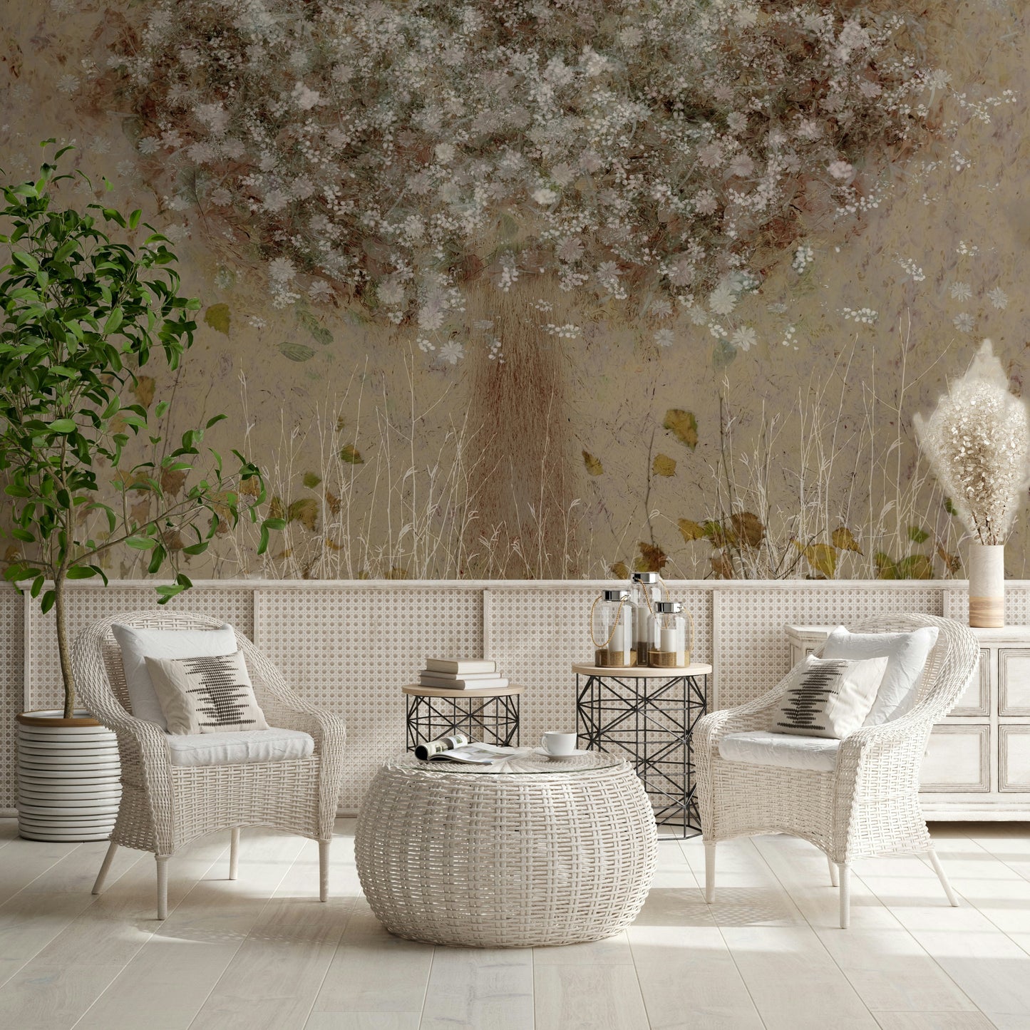 A serene subtle flower wall mural for your decor.