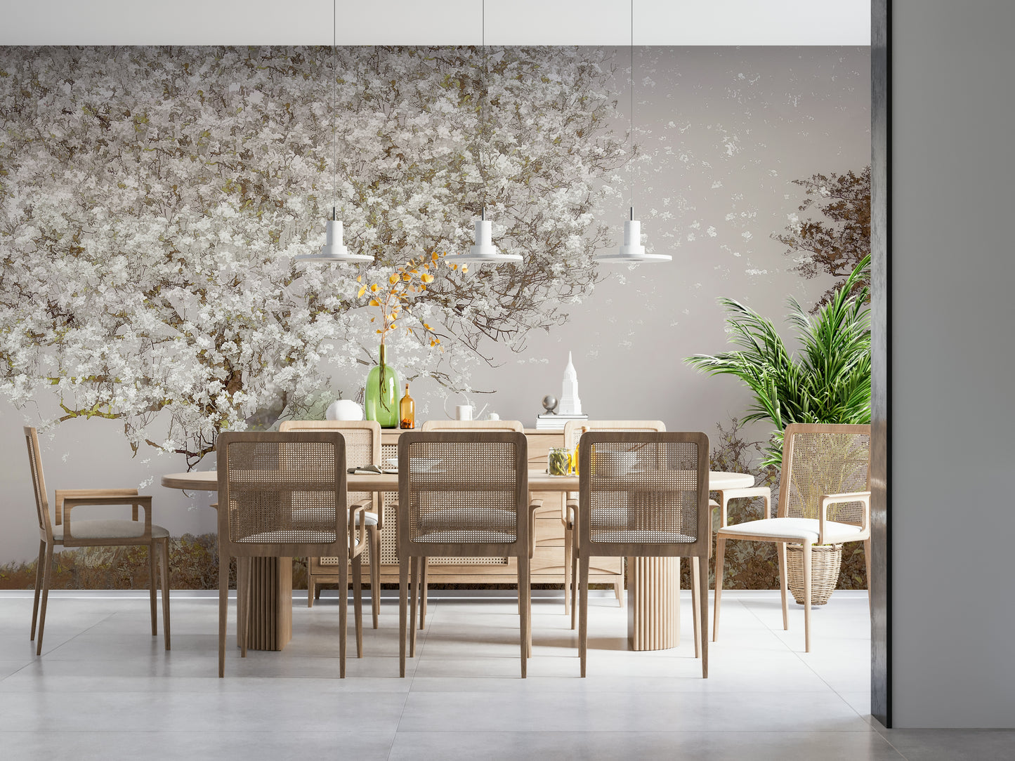 An artistic nature inspired mural for home decor.