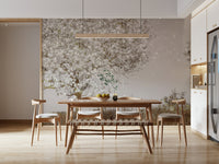 A graceful subtle bloom wall mural in soft, elegant tones.