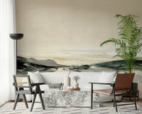 A graceful subtle pattern wall mural in cool, natural tones.