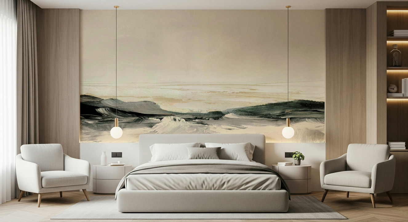 A beautiful panoramic coastal vista wallpaper mural for a serene home.