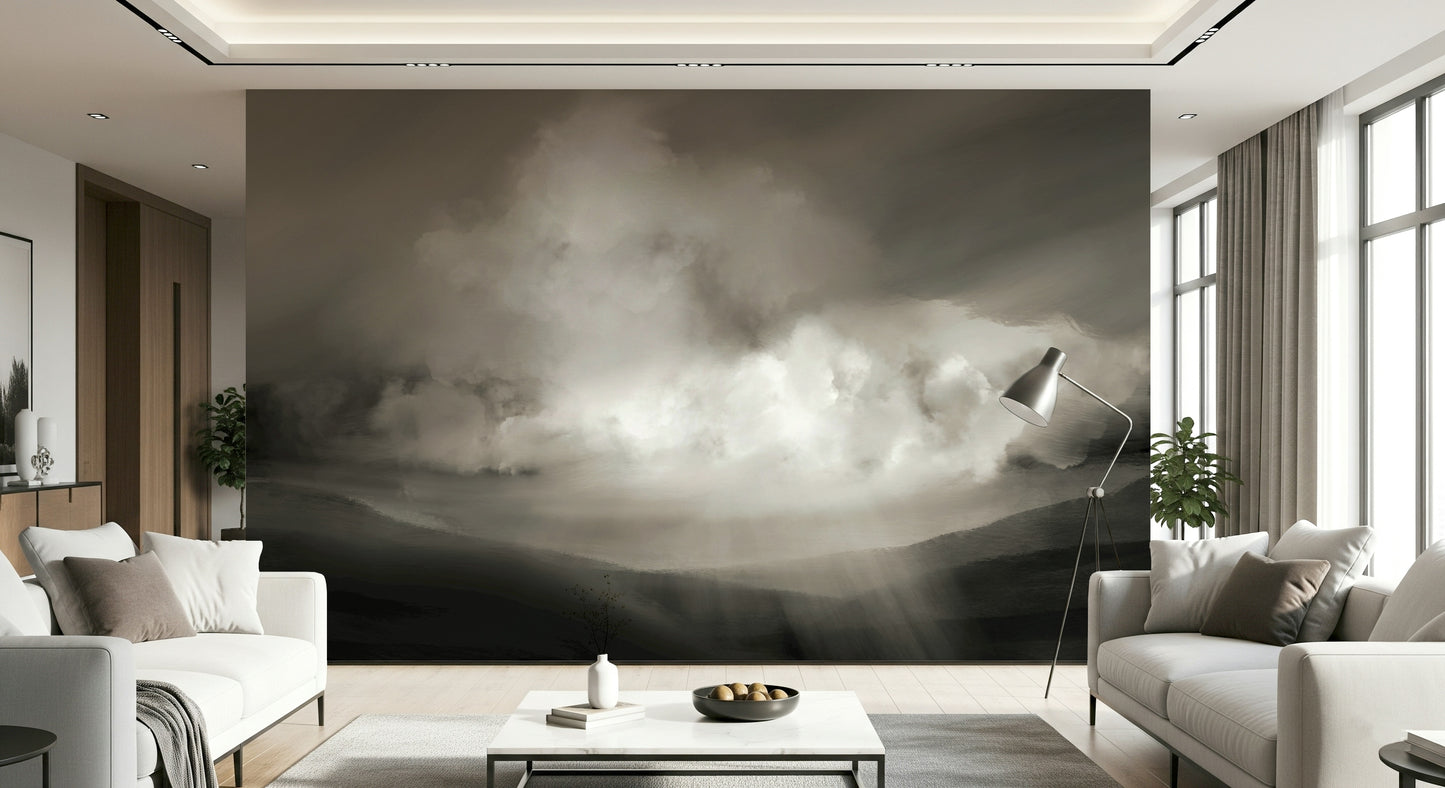 A beautiful modern sky wall mural for a living room.
