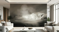 A beautiful modern sky wall mural for a living room.