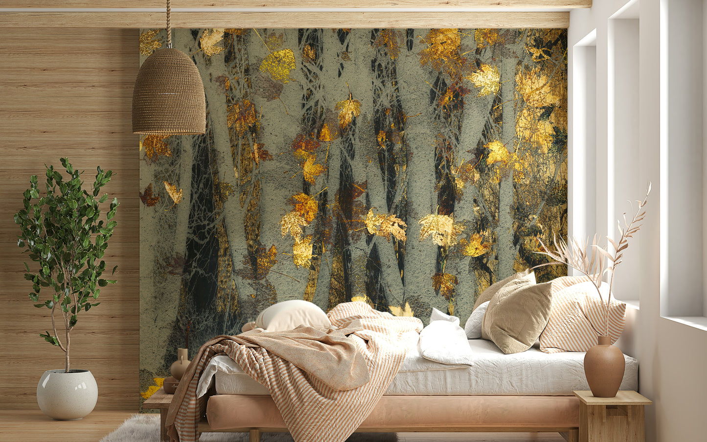 Gilded Autumn Woods Wall Mural -2163434
