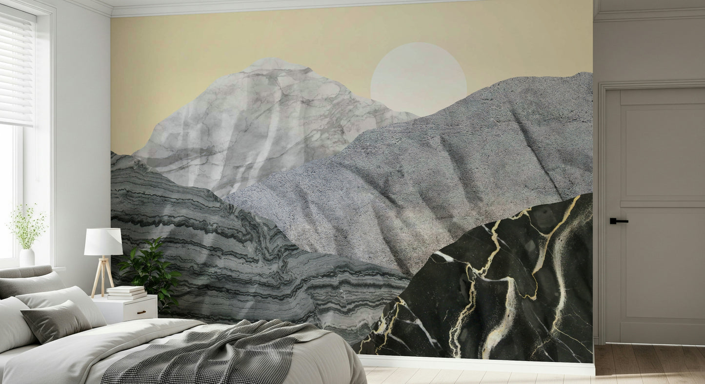 Stony Peaks: Marble Sun Wall Mural -2583867