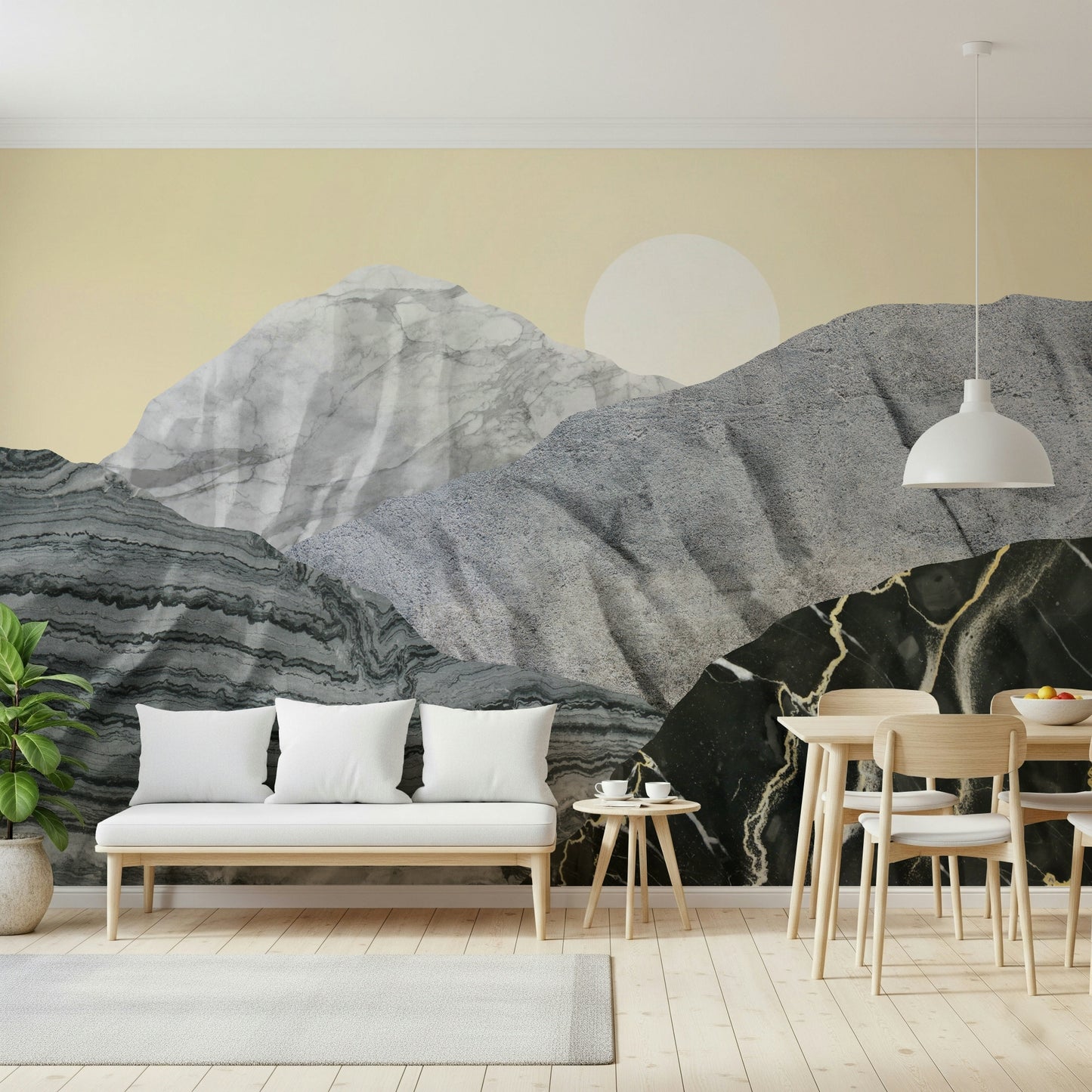 Stony Peaks: Marble Sun Wall Mural -2583867