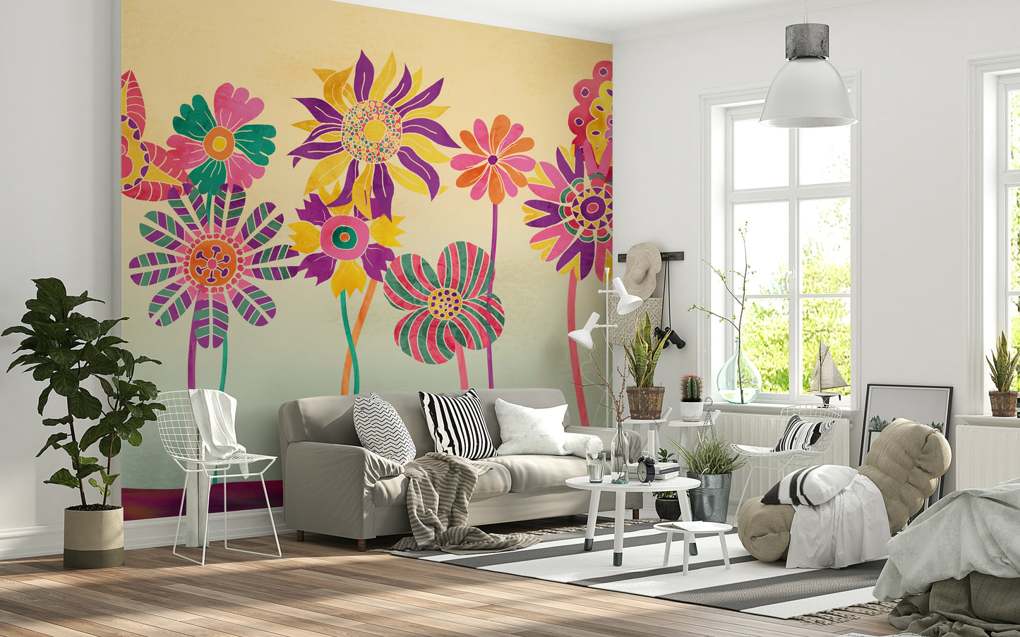 Whimsical Fantasy Flowers Wall Mural