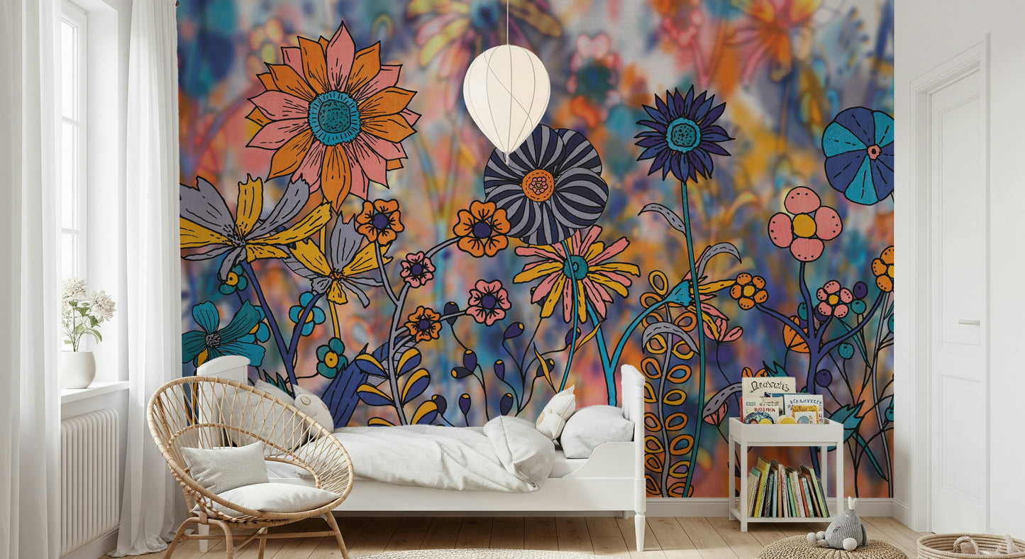 Vibrant Wildflower Wonderland Wall Mural