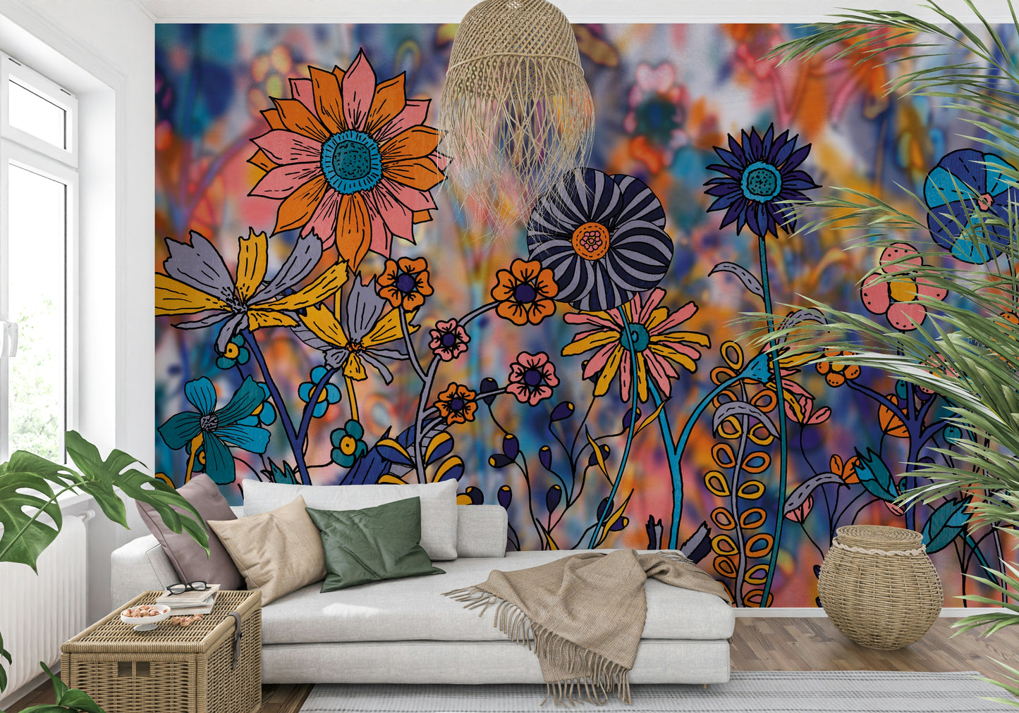 Vibrant Wildflower Wonderland Wall Mural