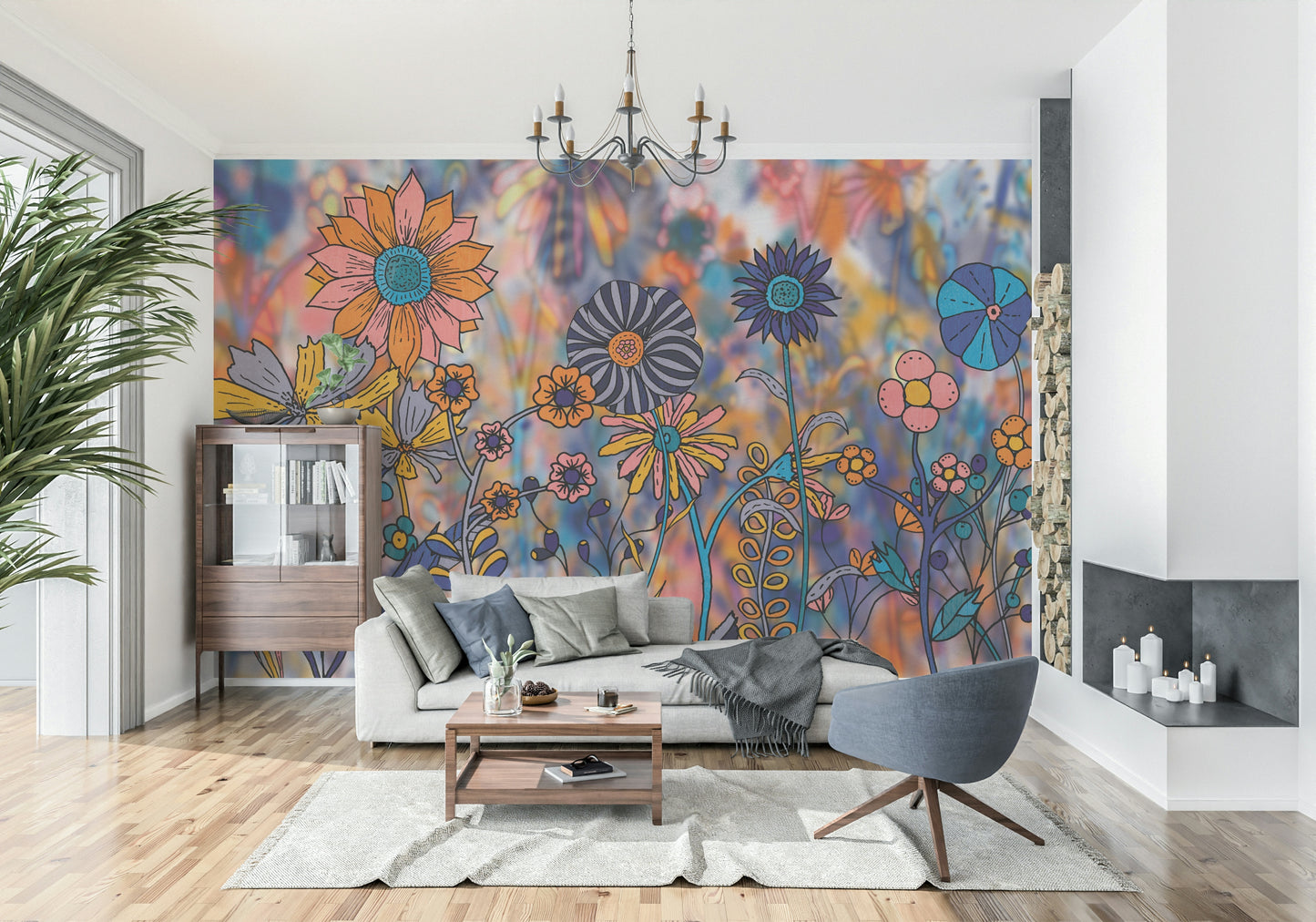 Vibrant Wildflower Wonderland Wall Mural