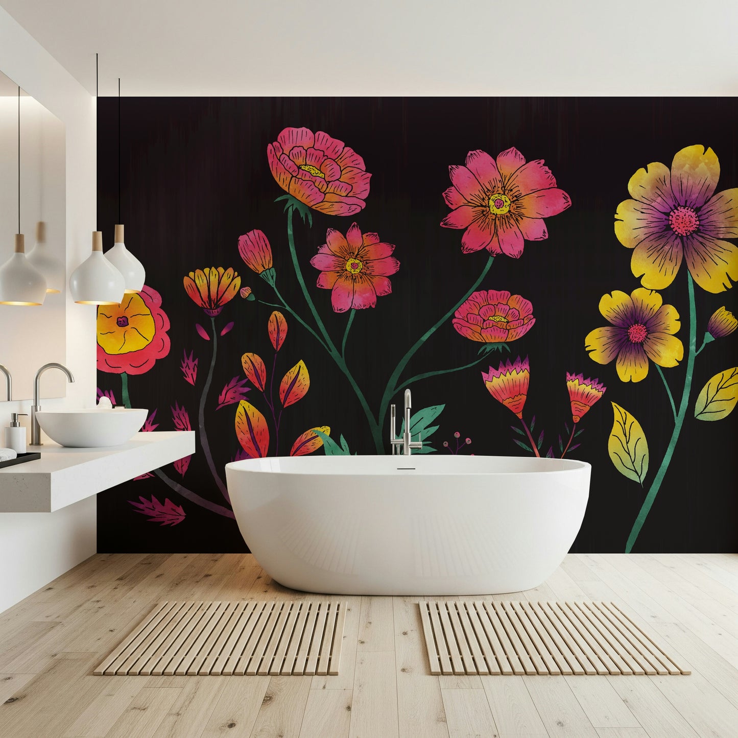 Luminous Floral Whispers Wall Mural