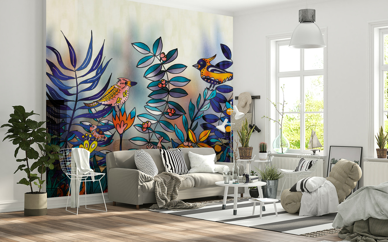 Enchanted Birds Forest Wall Mural