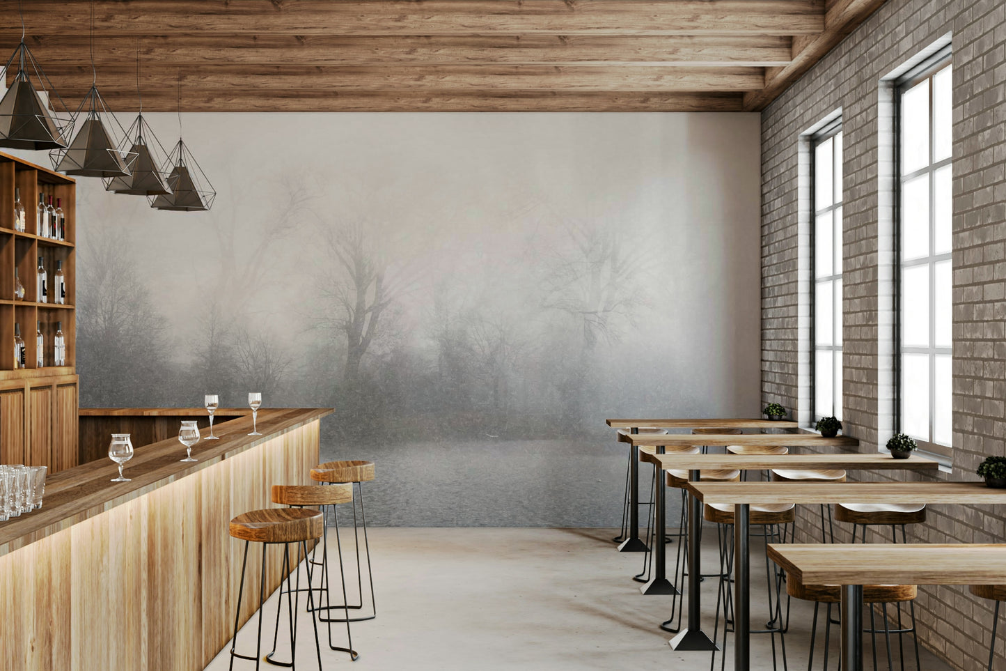 Misty Lake's Edge Wall Mural