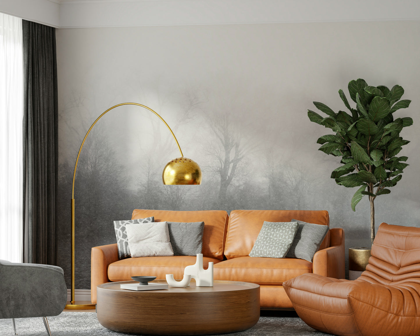 Misty Lake's Edge Wall Mural