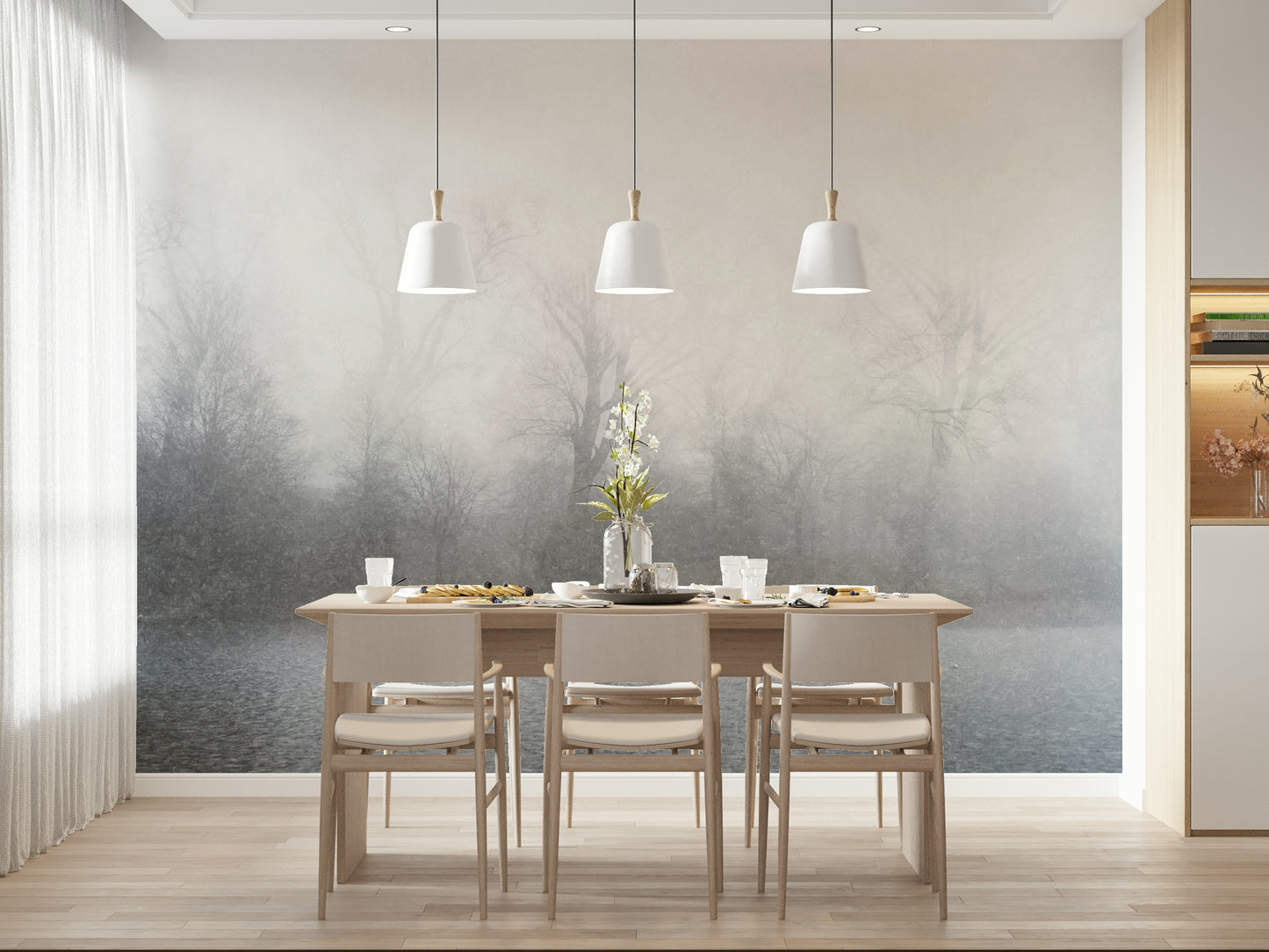 Misty Lake's Edge Wall Mural