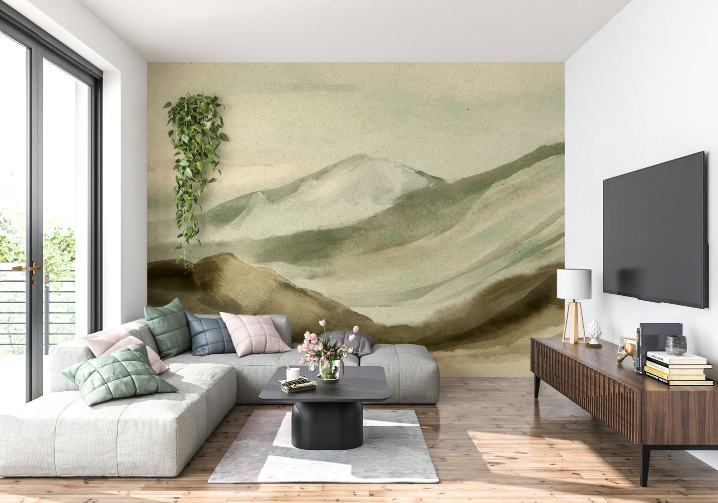 Watercolor Mountainscape Wall Mural -2874338