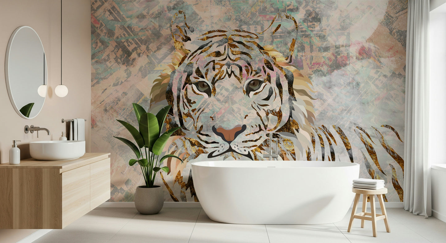 Gilded Tiger Collage Wall Mural -2466698