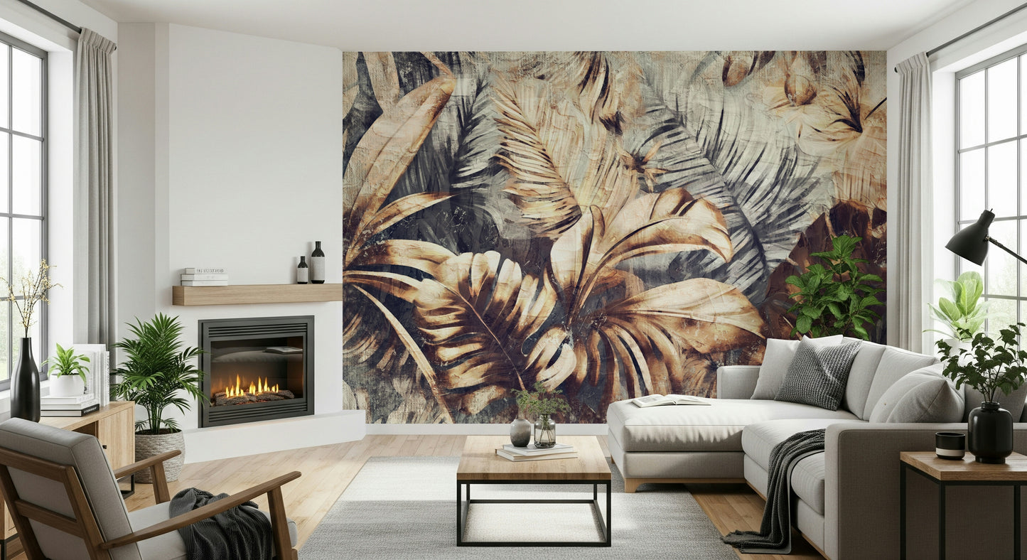 Golden Palm Texture Wall Mural -2530884