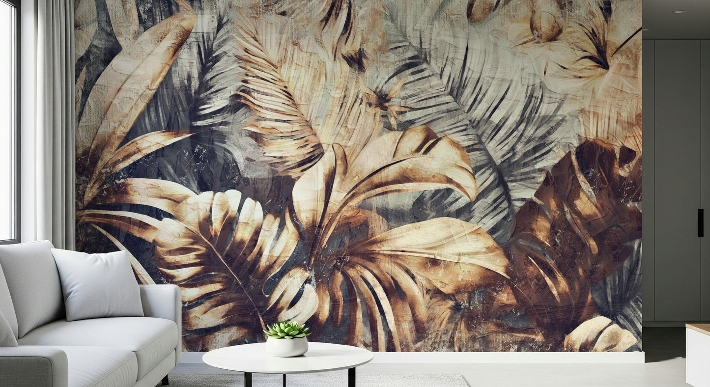 Golden Palm Texture Wall Mural -2530884