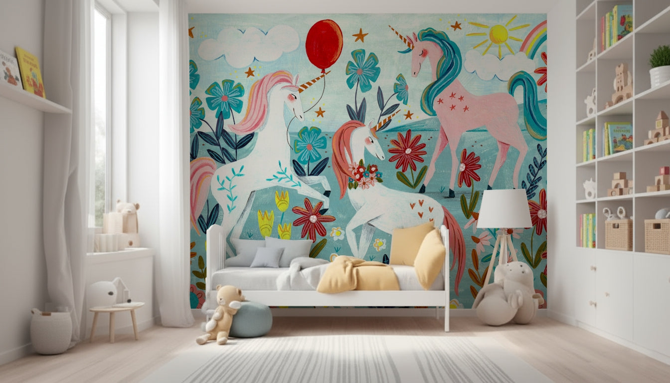 Floral Unicorn Magic Wall Mural -2664483