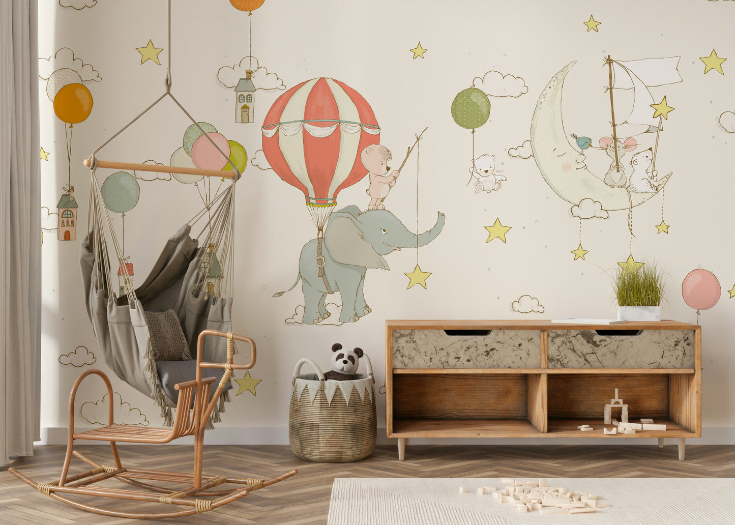 Moonlight Balloon Flight Wall Mural -2759472