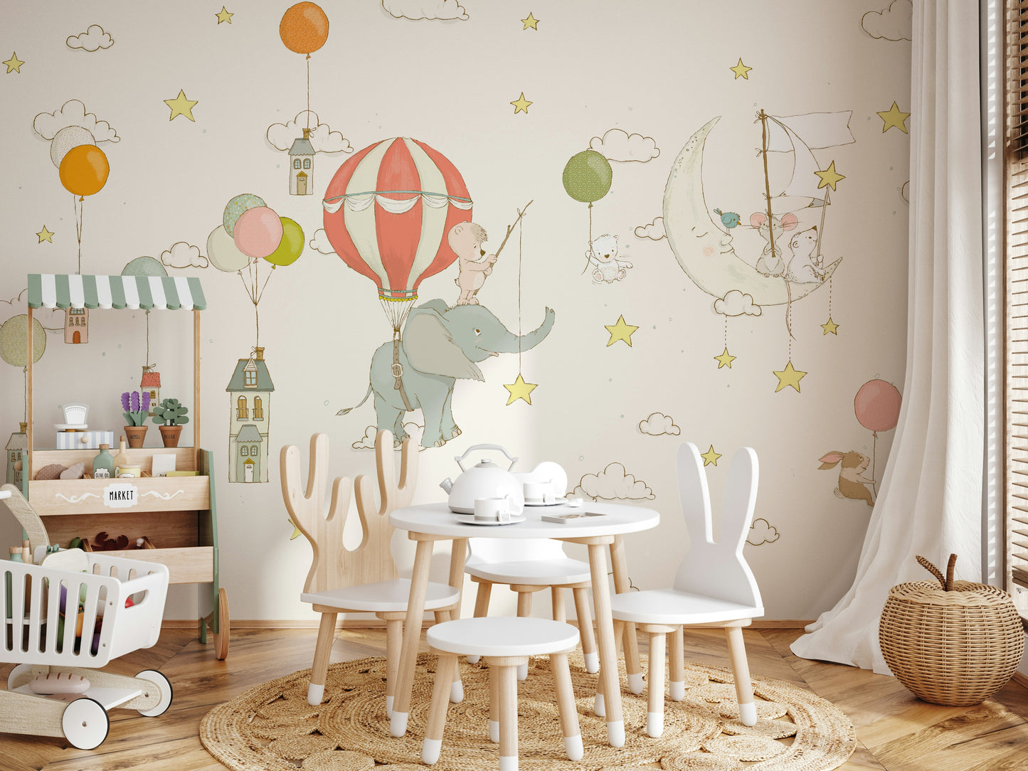 Moonlight Balloon Flight Wall Mural -2759472