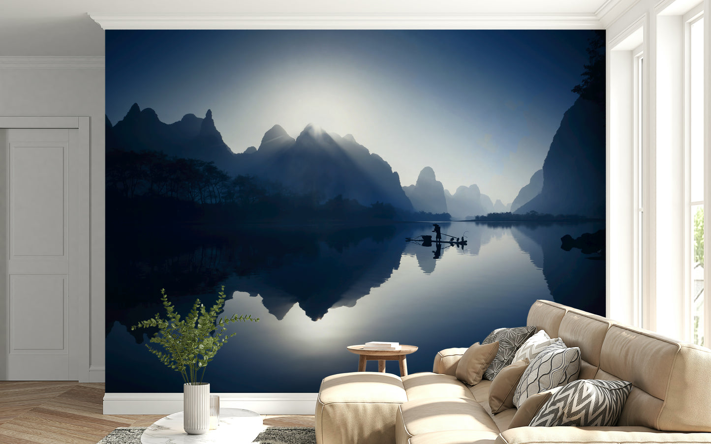 Serene Dawn: Yangshuo's Whisper Wall Mural