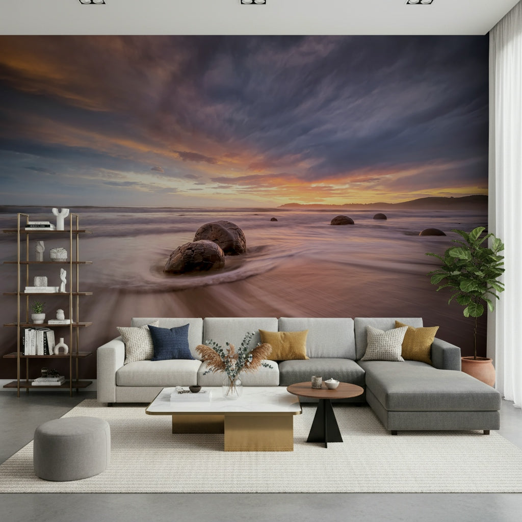 Coastal Stones at Dusk Wall Mural -2313117