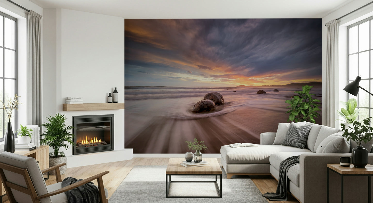 Coastal Stones at Dusk Wall Mural -2313117