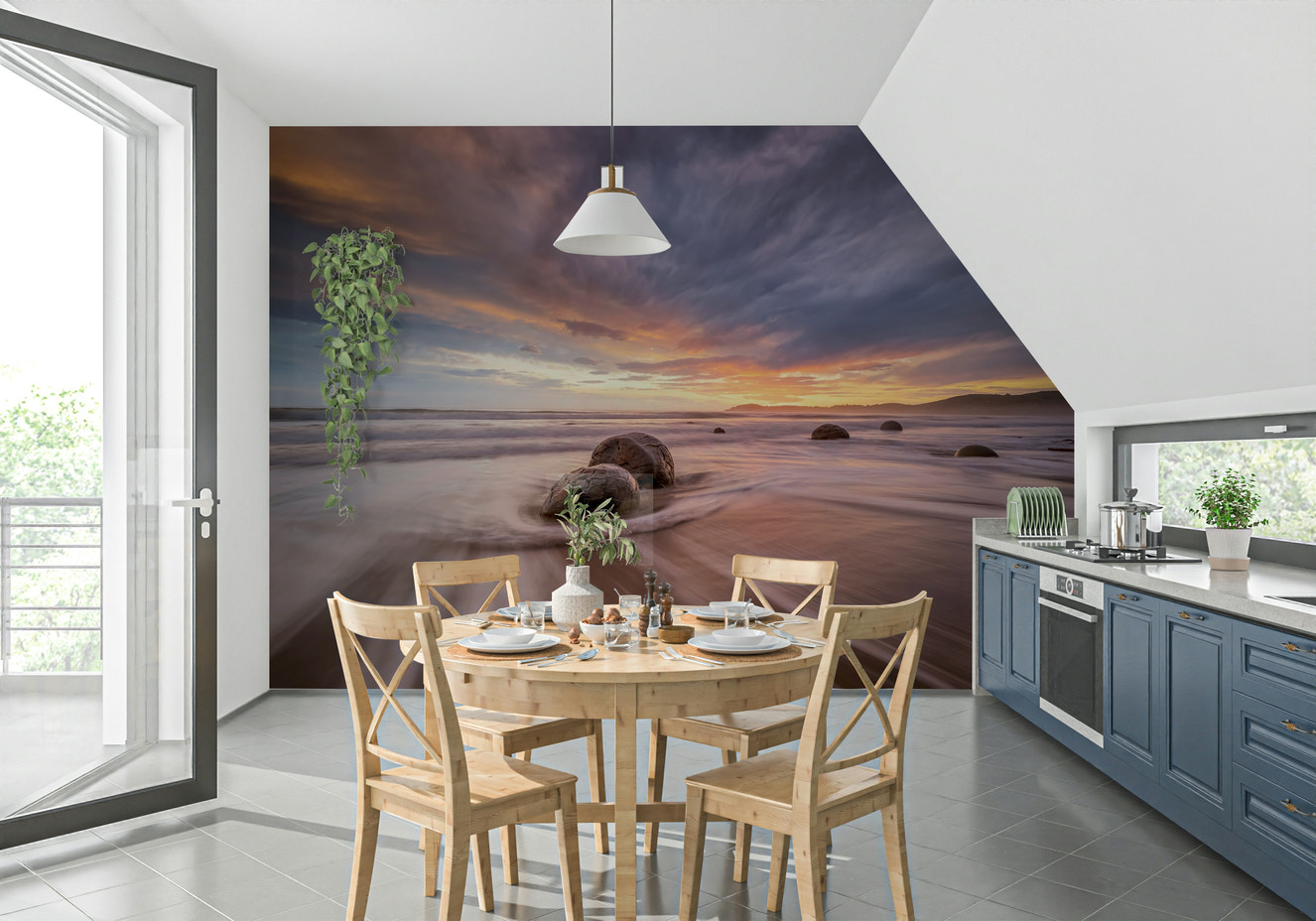 Coastal Stones at Dusk Wall Mural -2313117