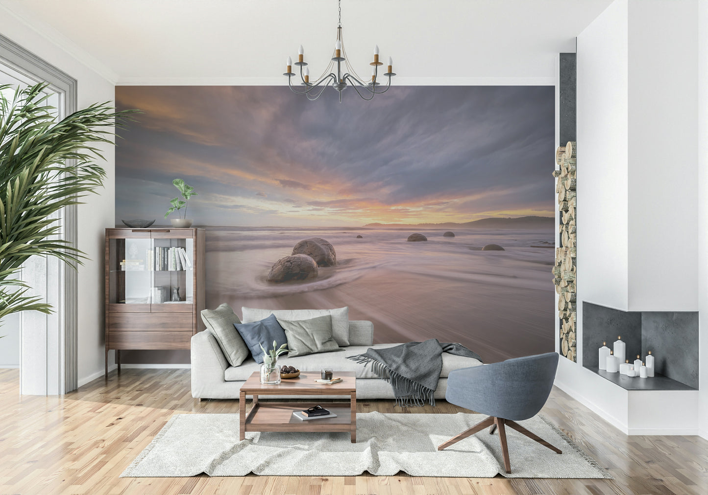 Coastal Stones at Dusk Wall Mural -2313117