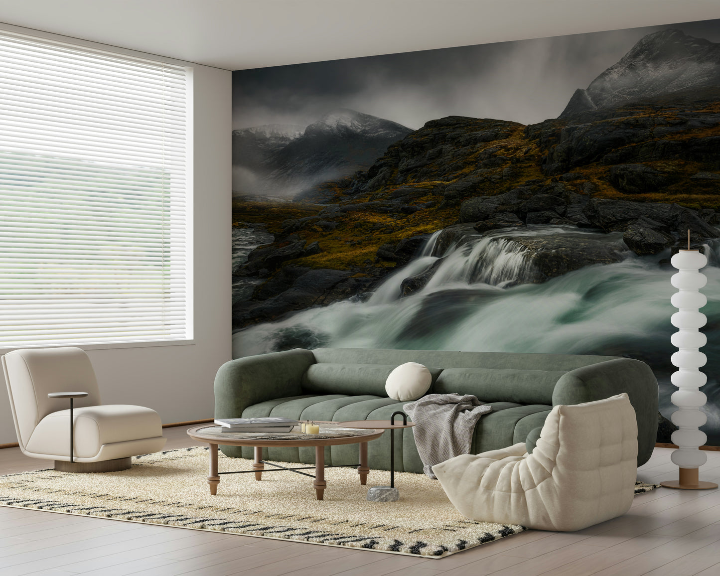 Noir Mountain Flow Wall Mural -2626530