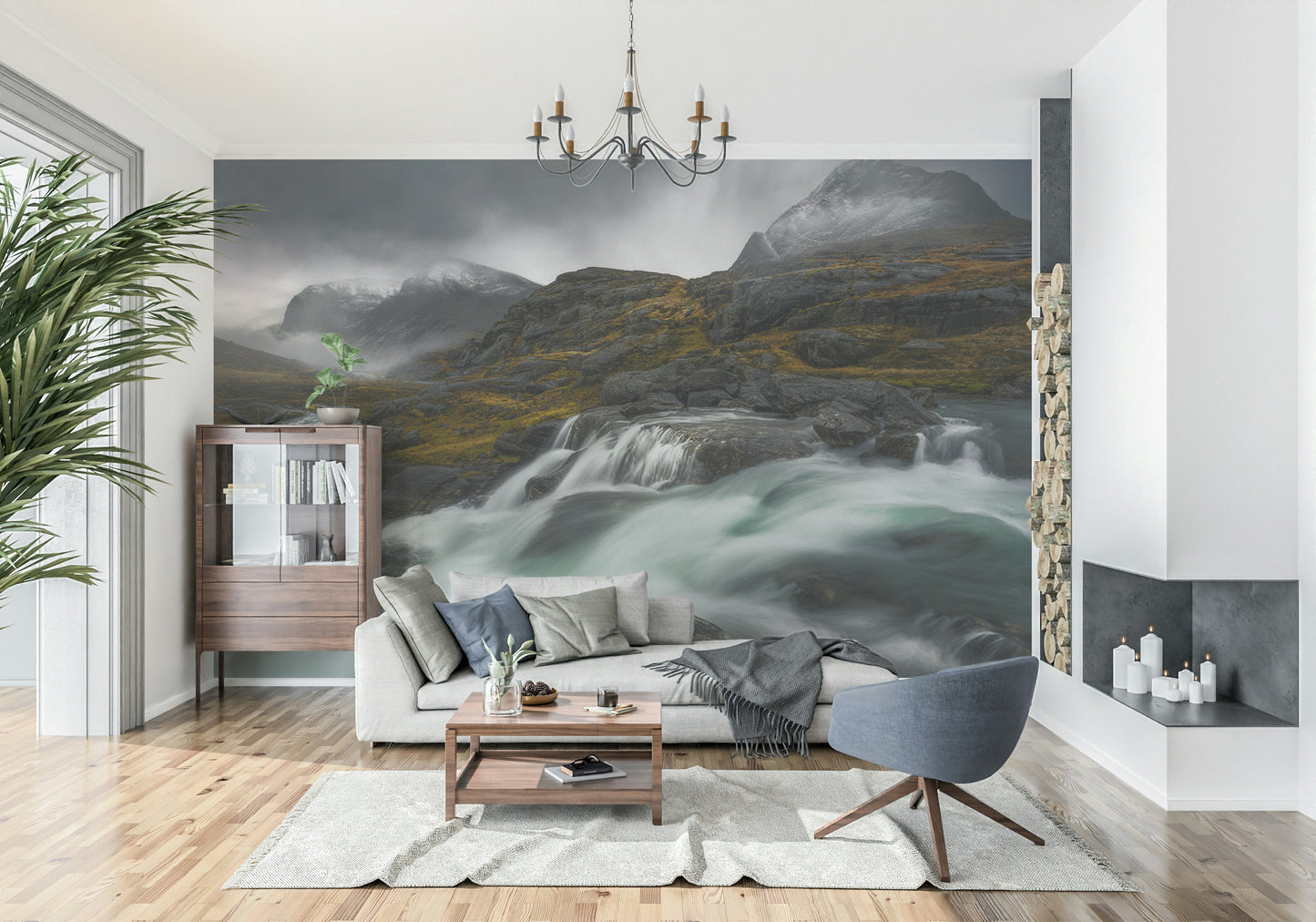 Noir Mountain Flow Wall Mural -2626530