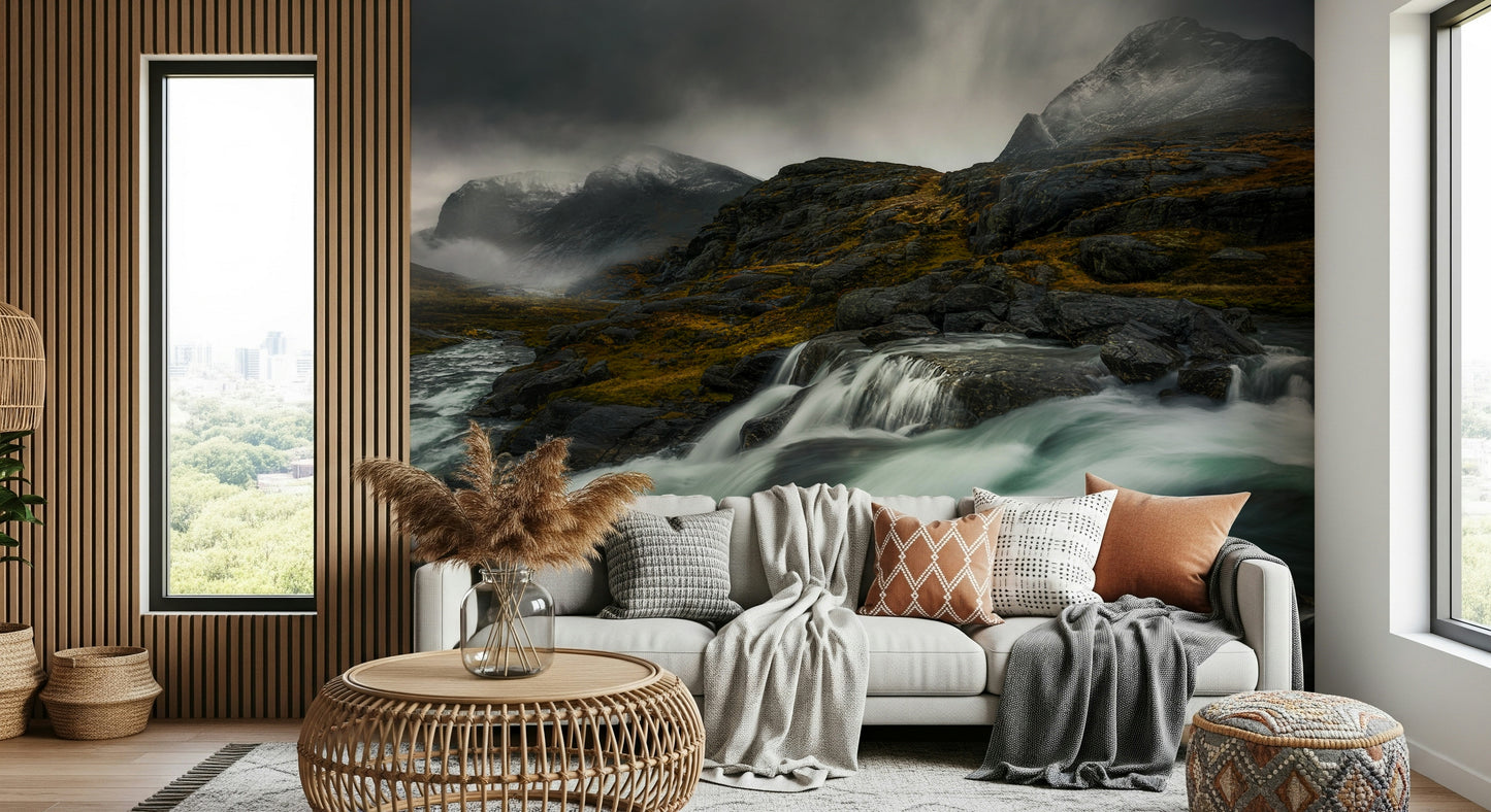 Noir Mountain Flow Wall Mural -2626530